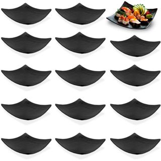 Kit 15 Unidades Pratos 15cm Cada Quadrado Côncavo Preto para Sushi em Melamina / Plástico em Oferta na Shopee
