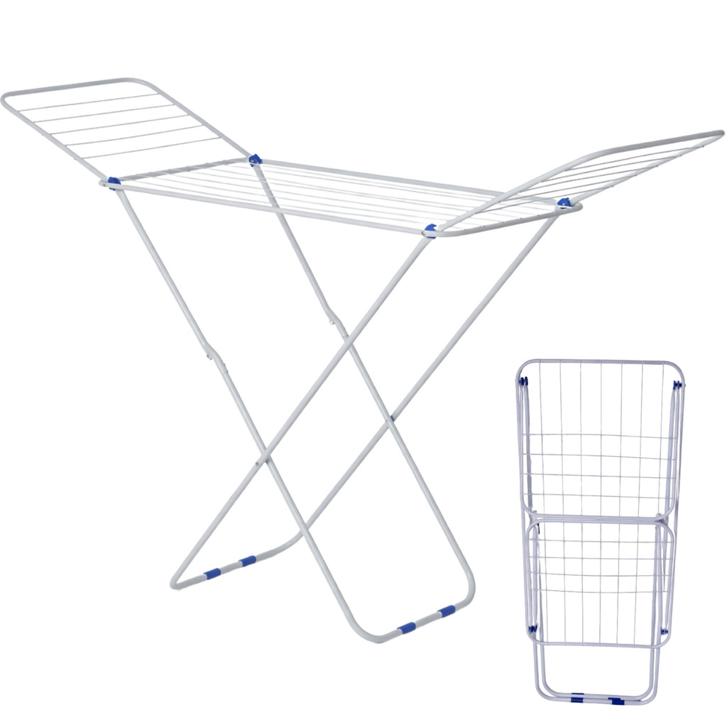 Varal De Chão Pendura Varias Ropupas Aço Dobrável Compacto Alta Capacidade