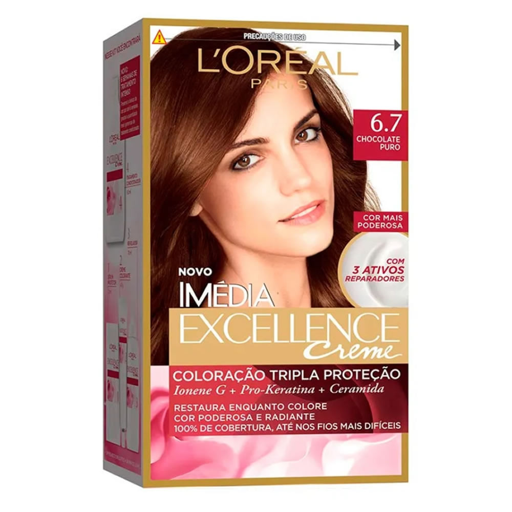 Tintura 6.7 Chocolate Puro Imédia Exellence 1un em Oferta na Shopee