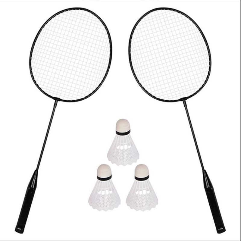Raquete Badminton, kit com 2 raquetes e 3 petecas