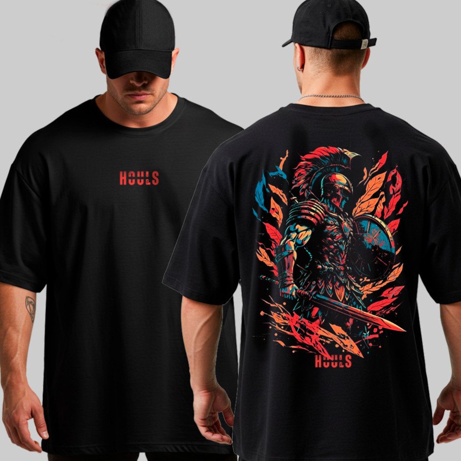 [Camiseta Premium em Algodão Puro]VU Camiseta Oversized Spartano Musculação Larga Algodão Streetwear Treino Academia 