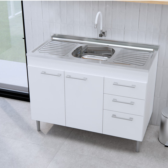 Balcão Para Pia de Cozinha Pratika Easy 1,00 metro MDF Branco — imagem 2 de 2