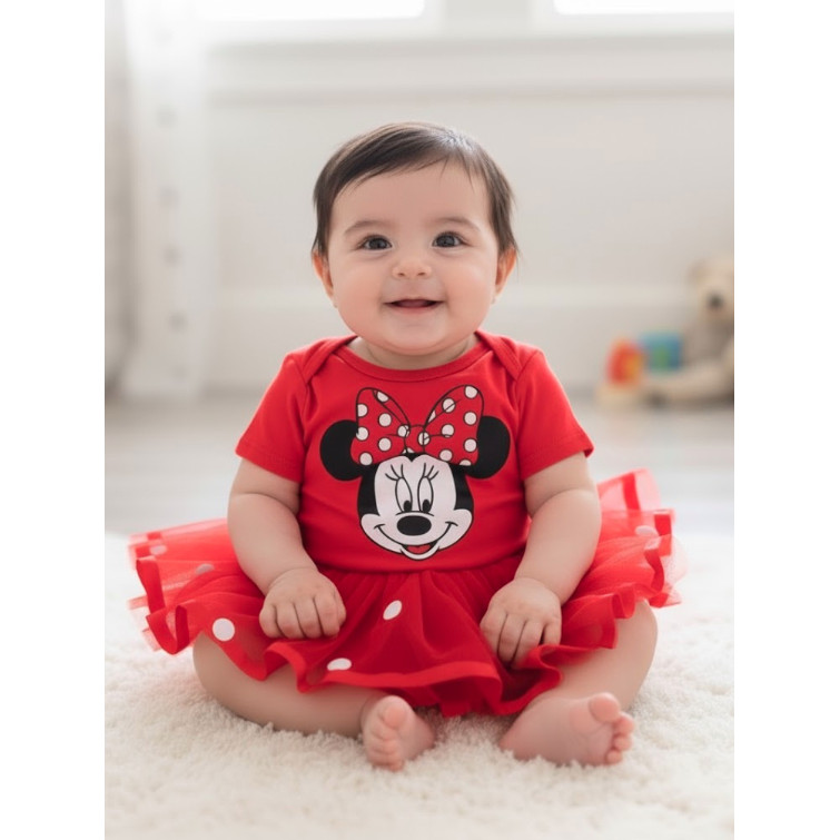 Body Infantil mesversário Menina bebê  - Minnie Vermelha Promoção