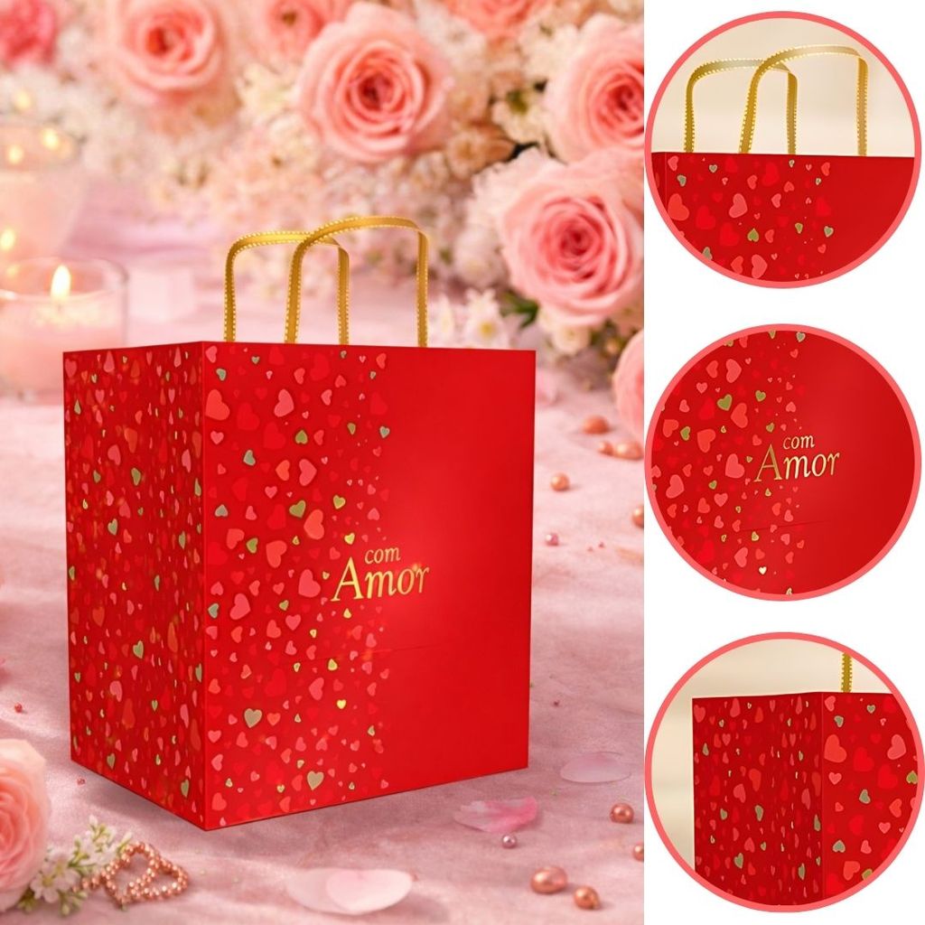 5 SACOLA AMOR CLÁSSICO 24X17X26CM 5956 ( DIA DOS NAMORADOS IDEIA 2026 ) HOT STAMPING