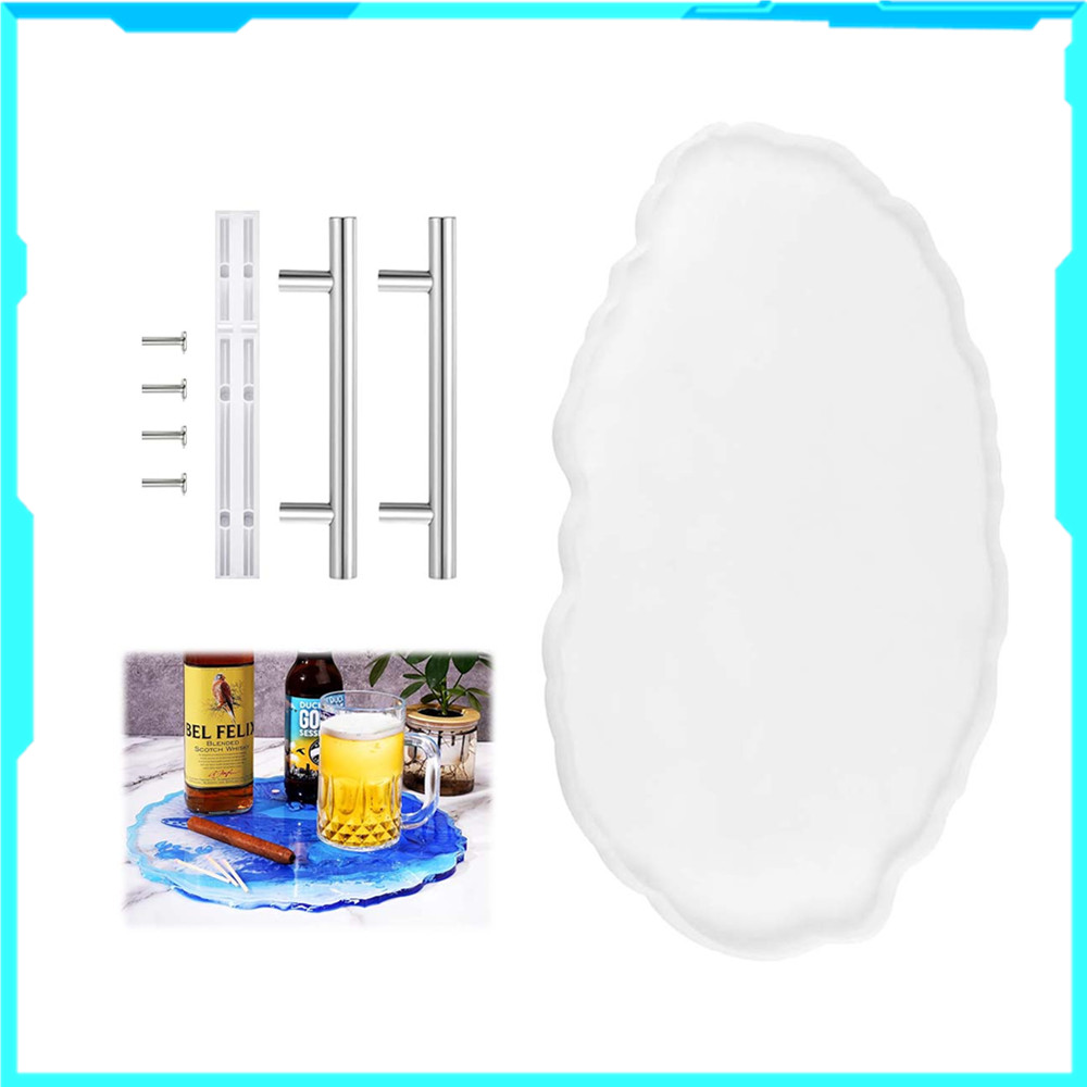 Molde de Silicone Irregular Oval DIY bandeja de molde de resina epóxi com alça