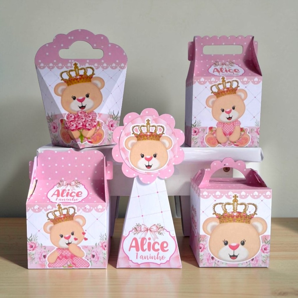 Personalizados Ursinha Princesa (PEGUE E MONTE) - kit festa - lembrancinha - aniversario - caixinhas personalizadas