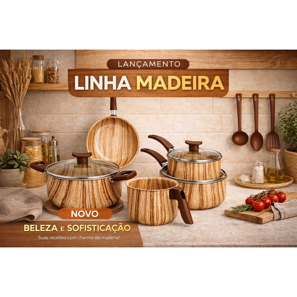 Imagem Cunjunto de Panelas Antiaderente Jogo com 8 Peças Caçarola Panela Frigideira Premium Teflon 5 Camadas com Tampa de Vidro