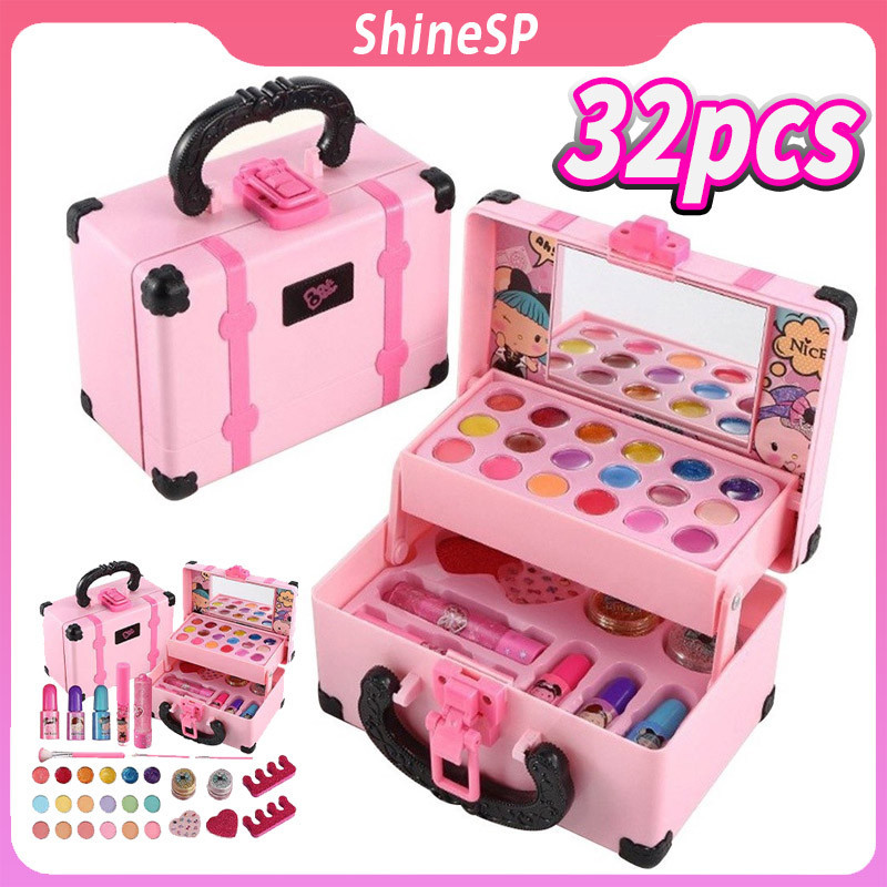 32 PeçasMaleta De Maquiagem Infantil -Presente De Natal  Kit Maquiagem Infantil Lindo em Oferta na Shopee