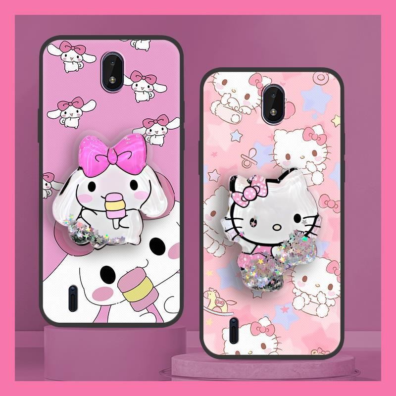 Capa De Telefone Fofa Durável Para Nokia C01 Plus Glitter Suporte Giratório Macia Sensação De Pele silicone Anti-knock A