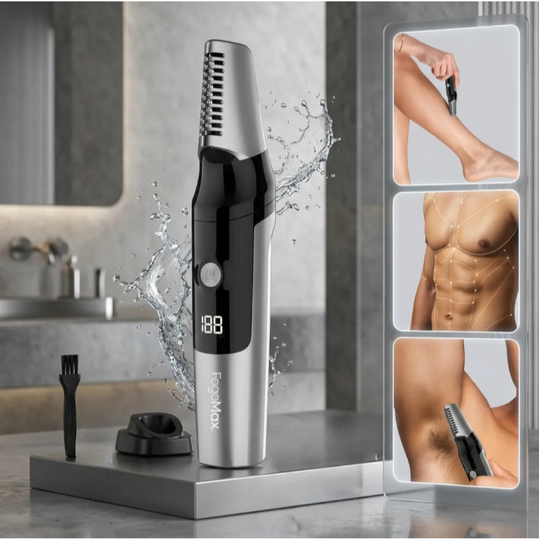 Depilador Elétrico À Prova D'água Aparador De Pelos Do Corpo E Rosto Display Digital USB
