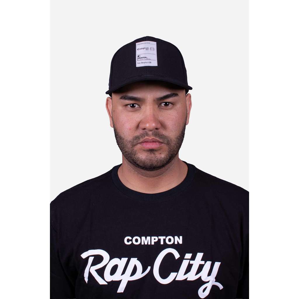 Boné Aba Curva Collab Starter X Compton Fechado FlexFit Preto