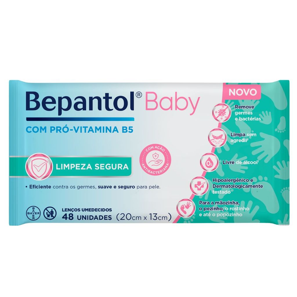 Toalhas Lenços Umedecidos Proteção Antibac c/48un - Bepantol em Oferta na Shopee