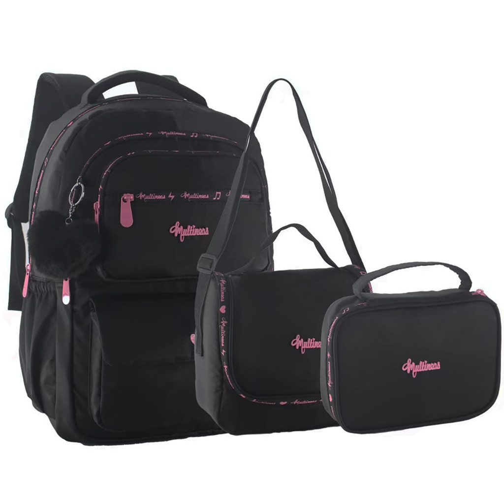 Kit 3 Peças Mochila Lancheira Termica Estojo Escolar Feminina  Reforçada Impermeável Premium Tippi