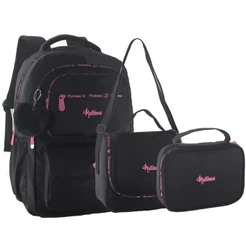 Kit 3 Peças Mochila Lancheira Termica Estojo Escolar Feminina Reforçada Impermeável Premium Tippi