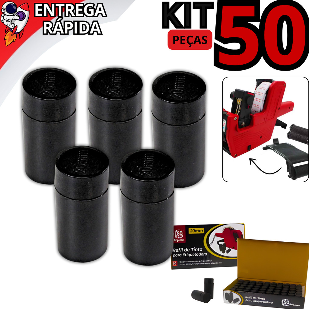 Kit 50 Refis de Tinta 20mm Para Precificadora Manual Universal Etiquetadora de Preço em Oferta na Shopee