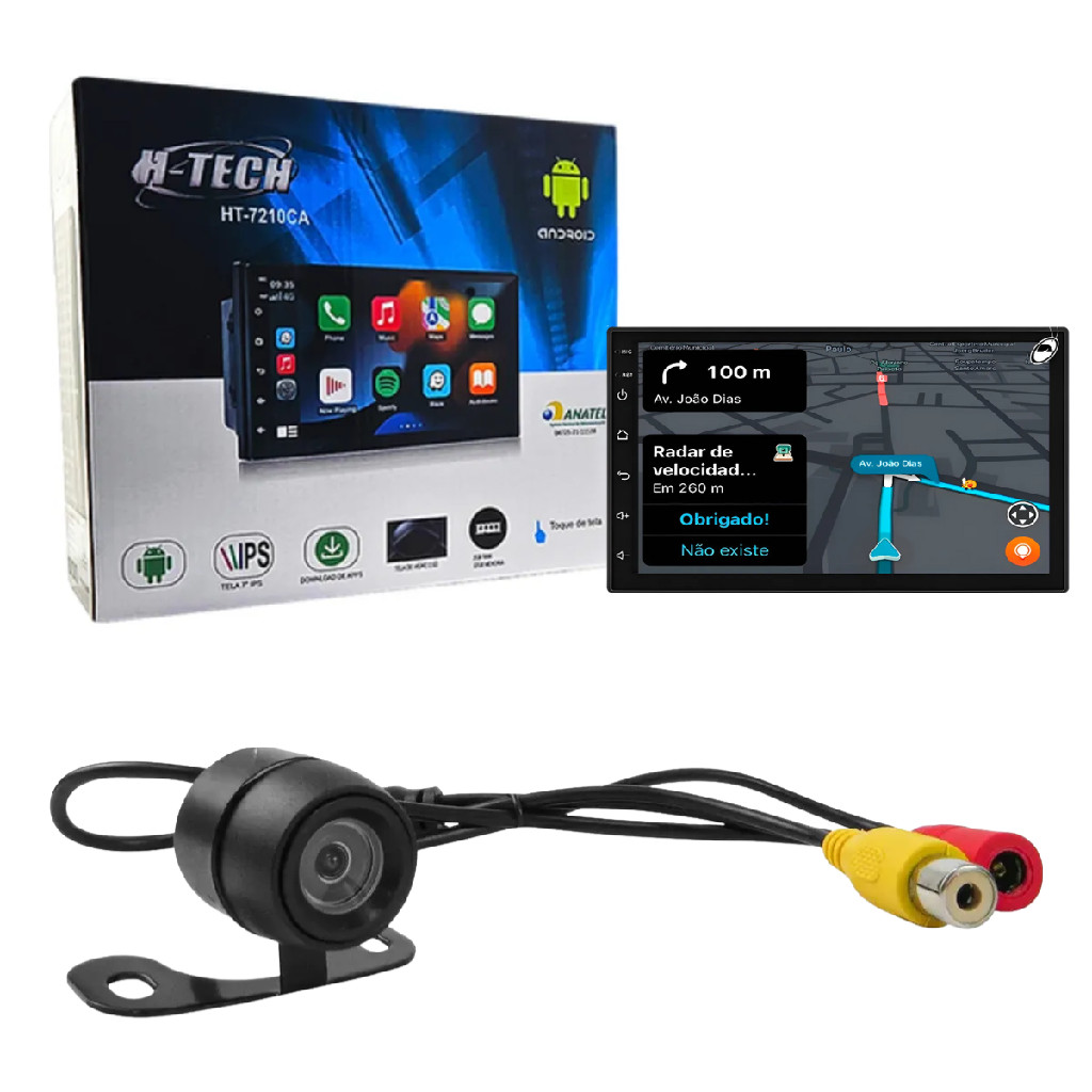 Multimidia 7Pol 2din 2gb 32gb Carplay + Câmera De Ré H-tech