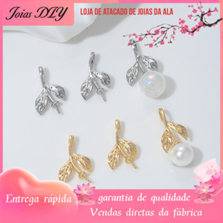 14K banhado a ouro forte retenção de cor acessórios DIY ramos de flores folhas pingente suporte vazio colar de pérolas p em Oferta na Shopee