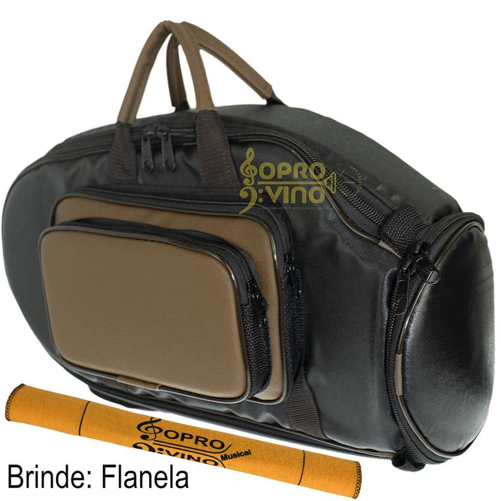Capa Flugelhorn PVC Emborrachado Preto Marrom c/ Pelúcia Alta Qualidade Protection Bags