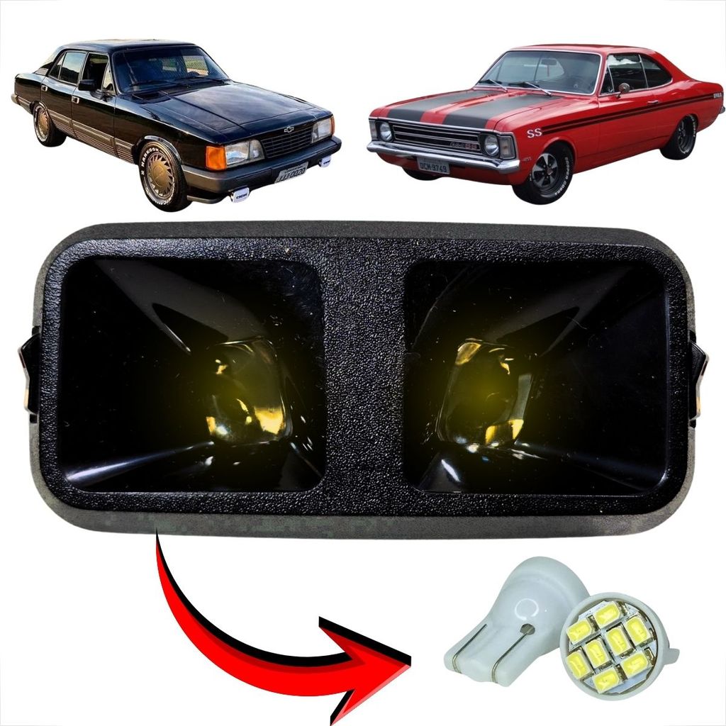 KIT LANTERNA MOLDURA PRETA OPALA MONZA KADETT CARAVAN COM 2 LÂMPADAS T10 LED BRANCA