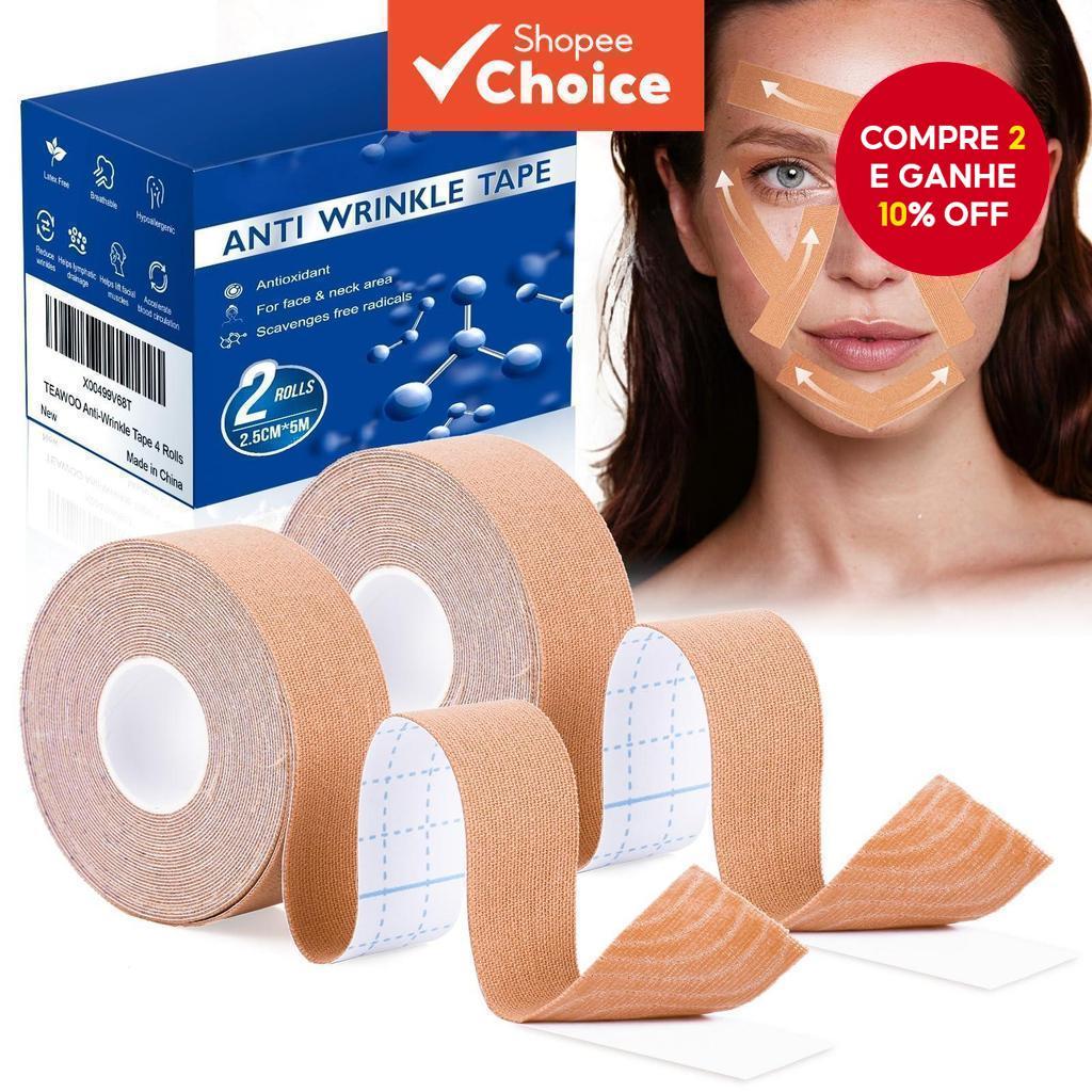  Fita Facial Antirrugas | Fita para a Pele contra Rugas | Fita de Elevação Miofascial Facial | Fita para Rugas no Rosto