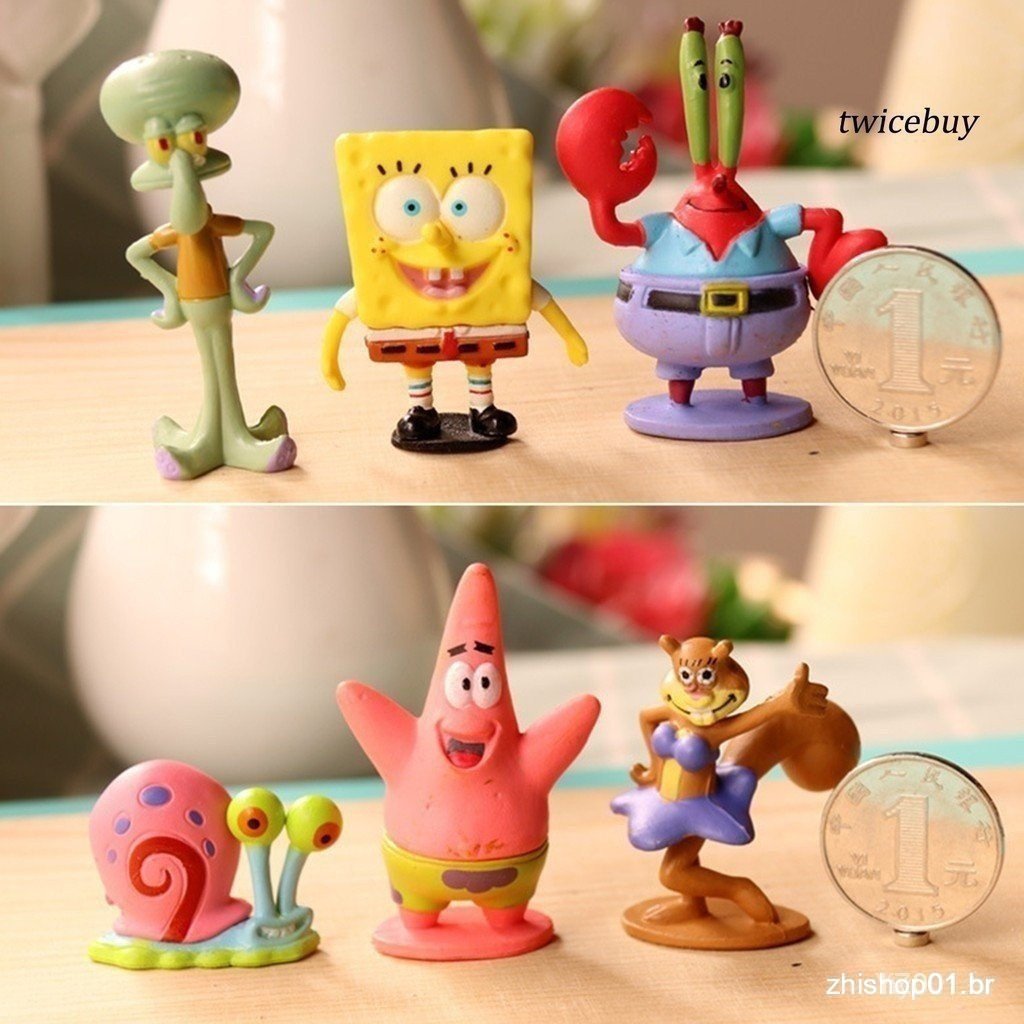 Tb 6 Pçs/Set Bonecas/Anime Bonecas/Bob Esponja/Ornamentos para Decoração De Casa C65C