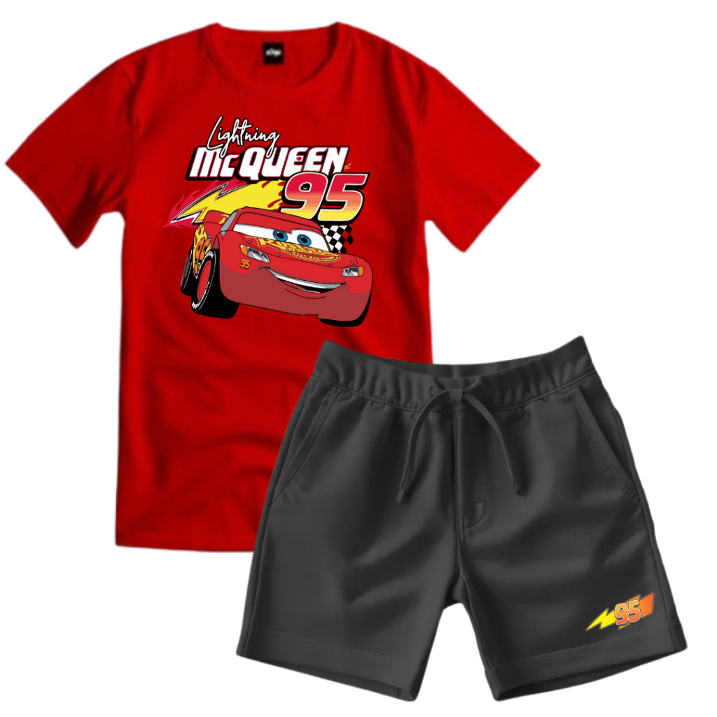 Kit Camiseta / Short Infantil Juvenil Relâmpago McQueen  Kit Especial SPD PREMIUM