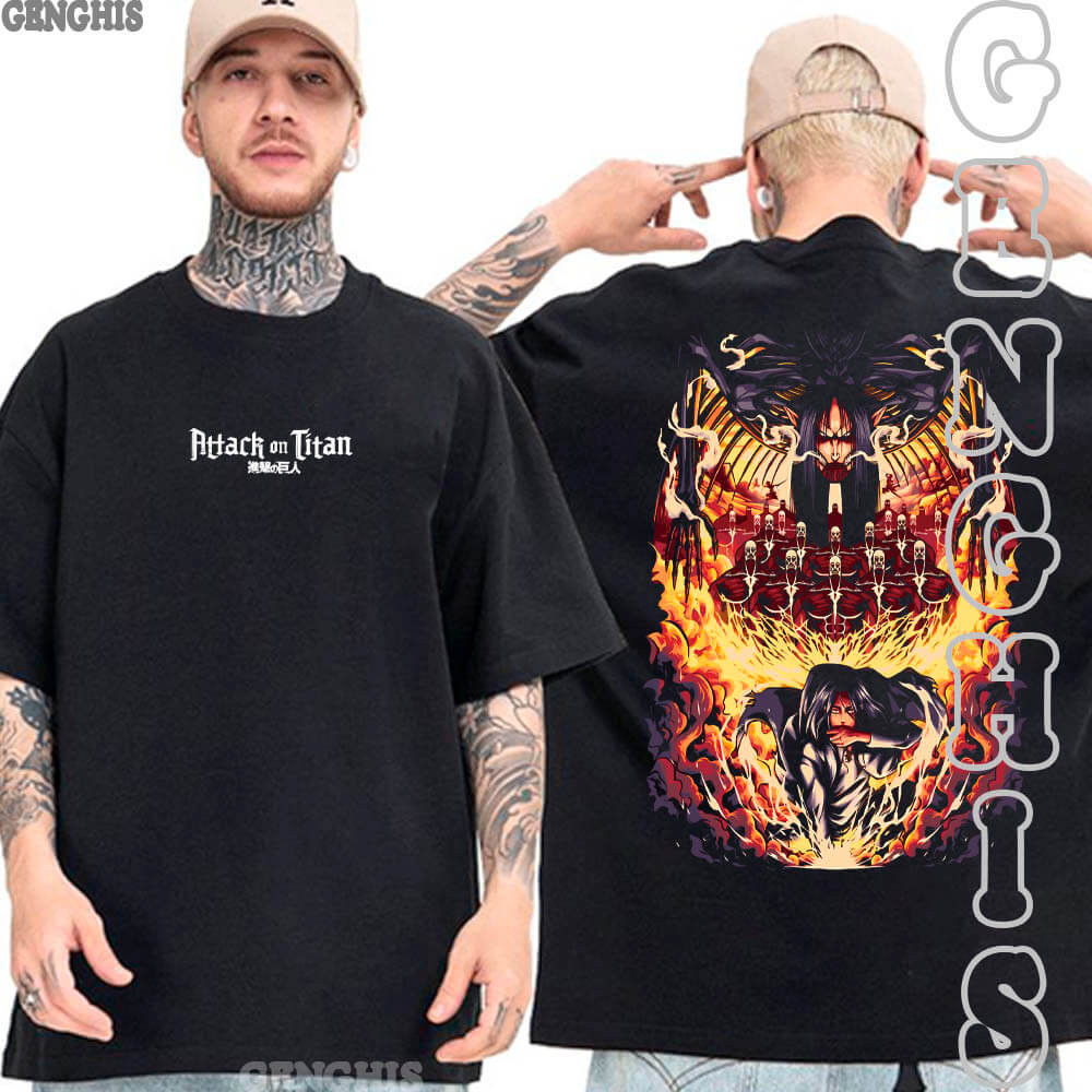 Camiseta Eren Yeager Titan Fundador Attack On Titan Shingeki no Kyojin Anime Manga Camisa  Unissex Algodão
