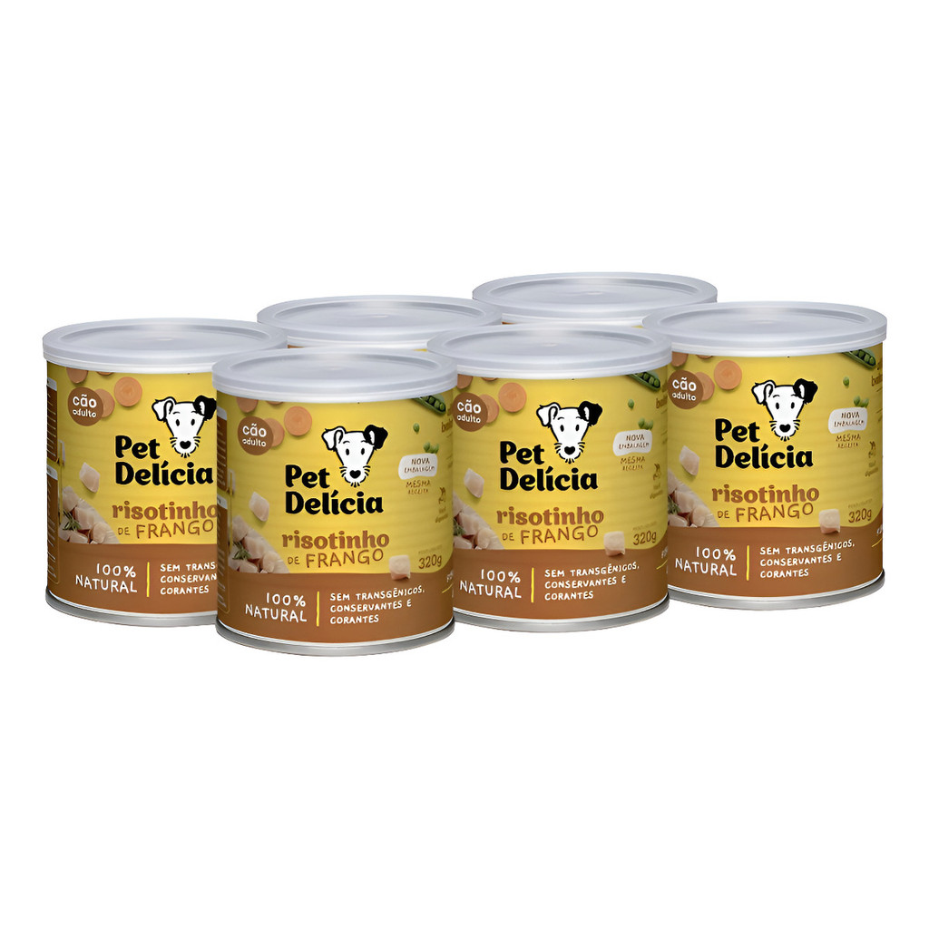 KIT C/6 ALIMENTO ÚMIDO PET DELÍCIA RISOTINHO DE FRANGO 320G CÃES