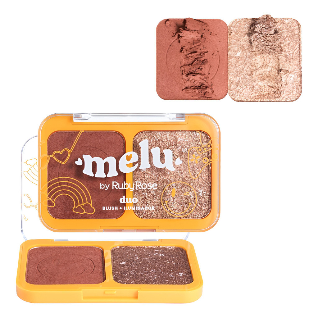 Paleta Duo De Blush E Iluminador Marmorizado Melu Ruby Rose Tom Da Maquiagem 3-new Rules/ Dreams