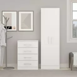 Kit Cômoda E Armário Multiuso 2 Portas 4 Gavetas Menu Móveis Branco