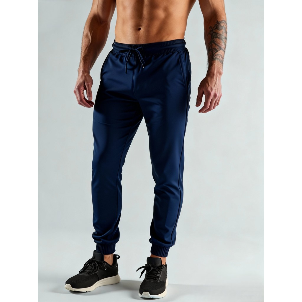 Calça Jogger Tactel Elastano Casual Versatil Esportiva Leve Masculina Academia treino bolso Azul