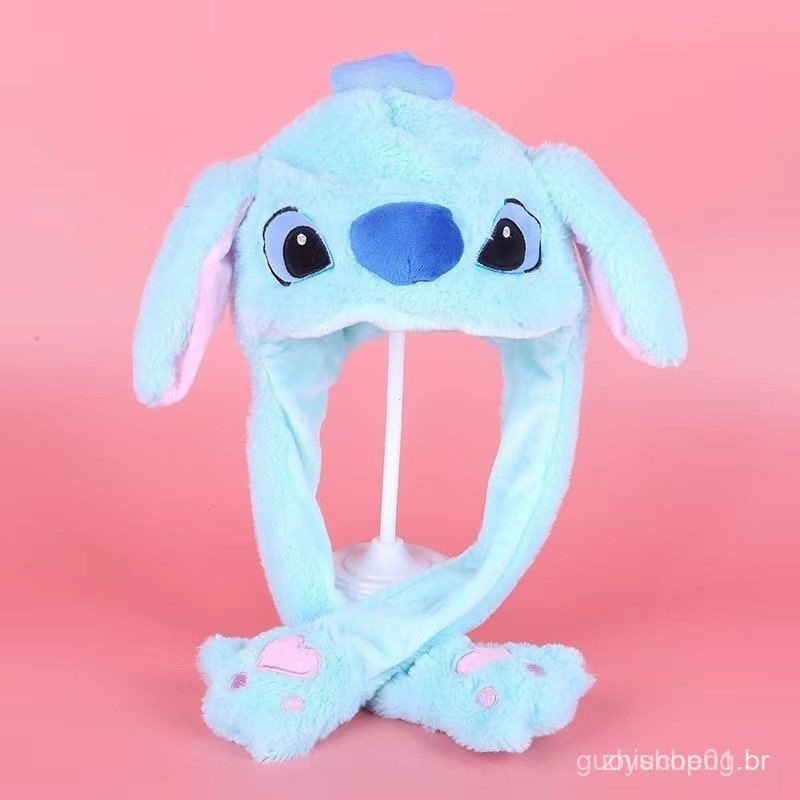 Chapéu de Coelho Luminoso Stitch Chapéu de Orelhas Móveis Chapéu de Coelho Luminoso Chapéu de Airbag Cartoon de Pelúcia