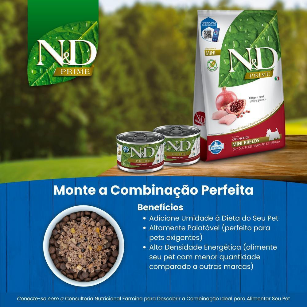 N&D Prime para Cães Adultos de Raças Mini e Pequenas Sabor Frango e Romã 2,5Kg