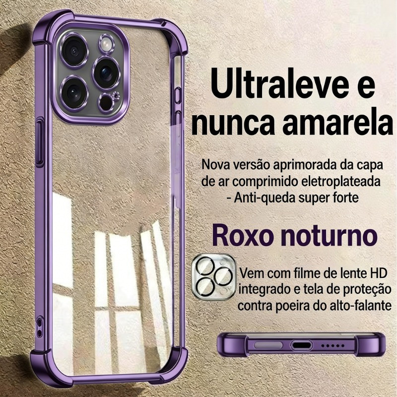 Detalhes do NUNCA Fica Amarela Capa Capinha Para iPhone 16 15 14 Plus 13 12 11 Pro Max 2 Em 1 Silicone Anti-Impacto Normal 4 Cantos
