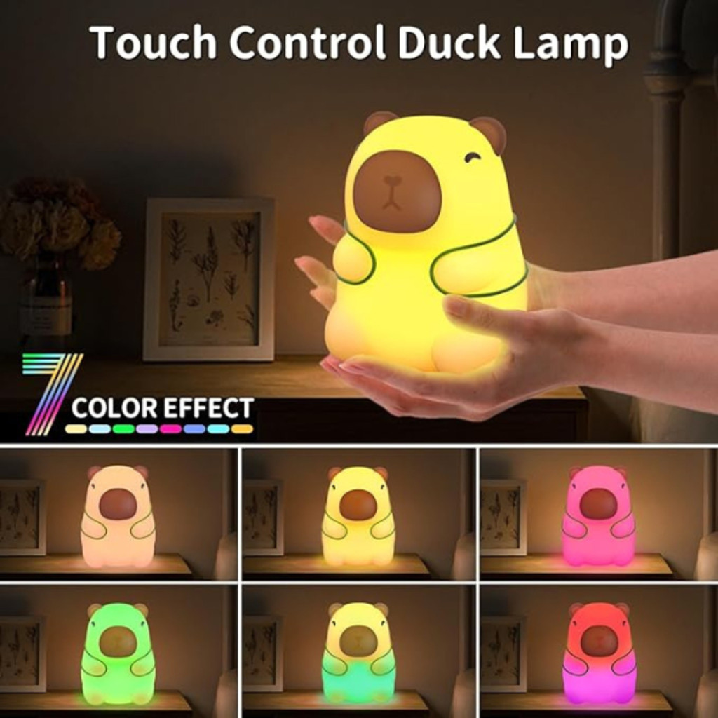 Luminária Capivara Silicone - Toque & Luzes Coloridas (Presente Fofo)