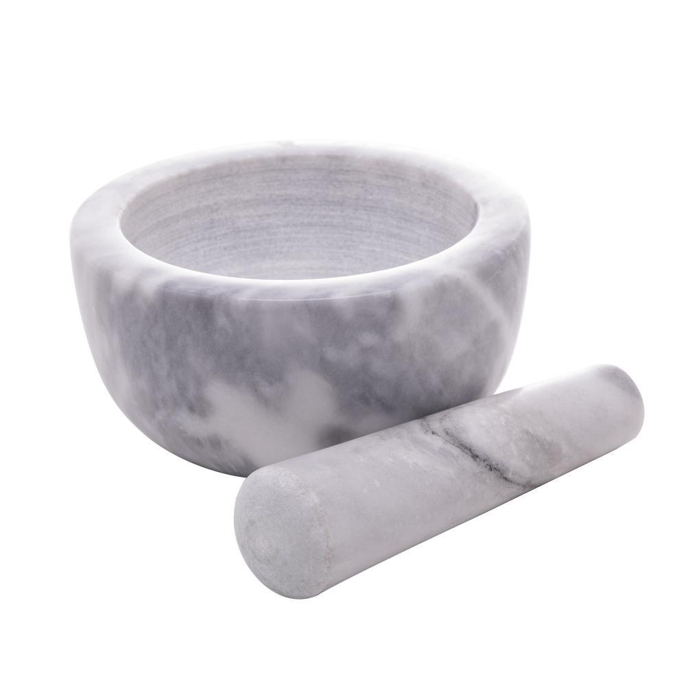 Pilão de Mármore com Socador Cinza Marin 12cm x 6cm Lyor