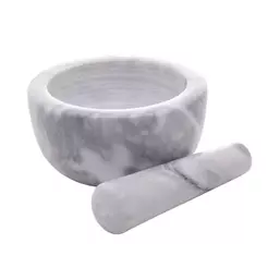 Pilão de Mármore com Socador Cinza Marin 12cm x 6cm Lyor