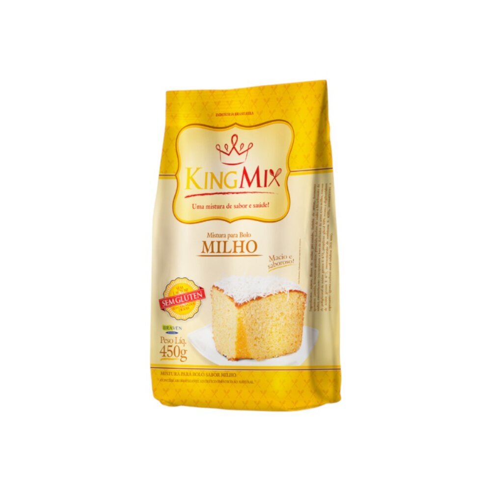 Mistura para Bolo de Milho 450g Sem Glúten Sem Lactose Fácil Rápido King Mix