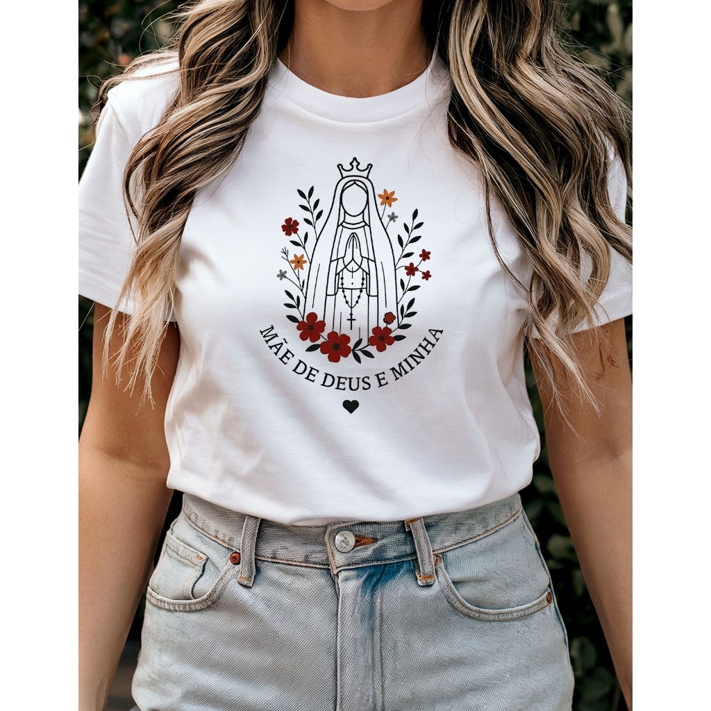 Camisa Feminina Nossa Senhora Religiosa Delicada Estilosa