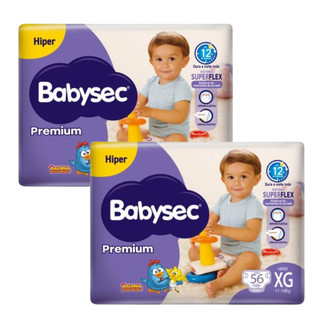 Pack 2x Fralda BabySec Premium Hiper XG 56 Galinha Pintadinha – Elásticos suaves