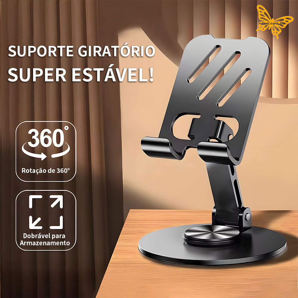 Suporte Portátil Aluminio De Mesa Base Rotatoria Ajustavel 360° Para Celular Smartphonese Tablets ZJ002