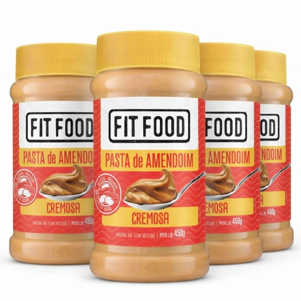 Kit 4 Pasta de Amendoim Natural Cremosa FIT FOOD 450g