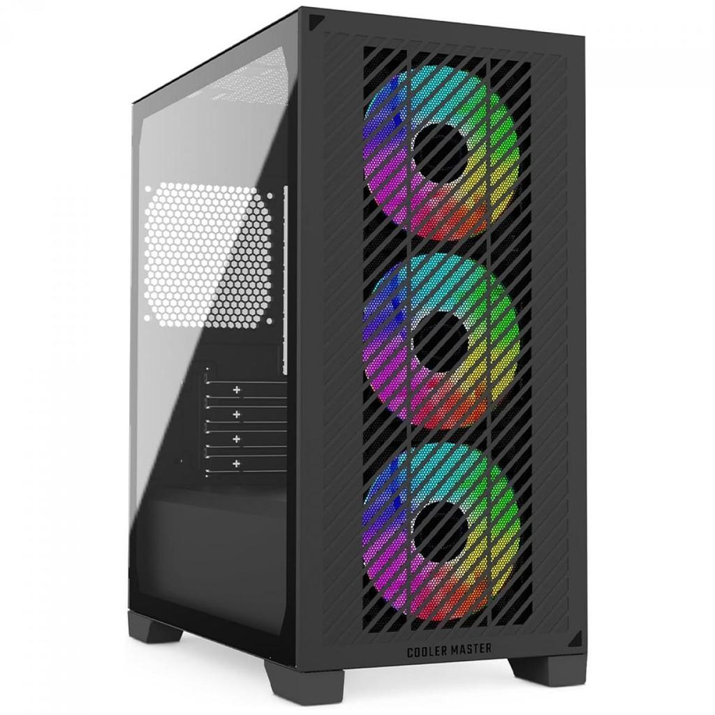 Gabinete Gamer Cooler Master Elite 301, ARGB, Vidro Temperado, Mid Tower, mATX,3 Fans, E301-KGNN-S00