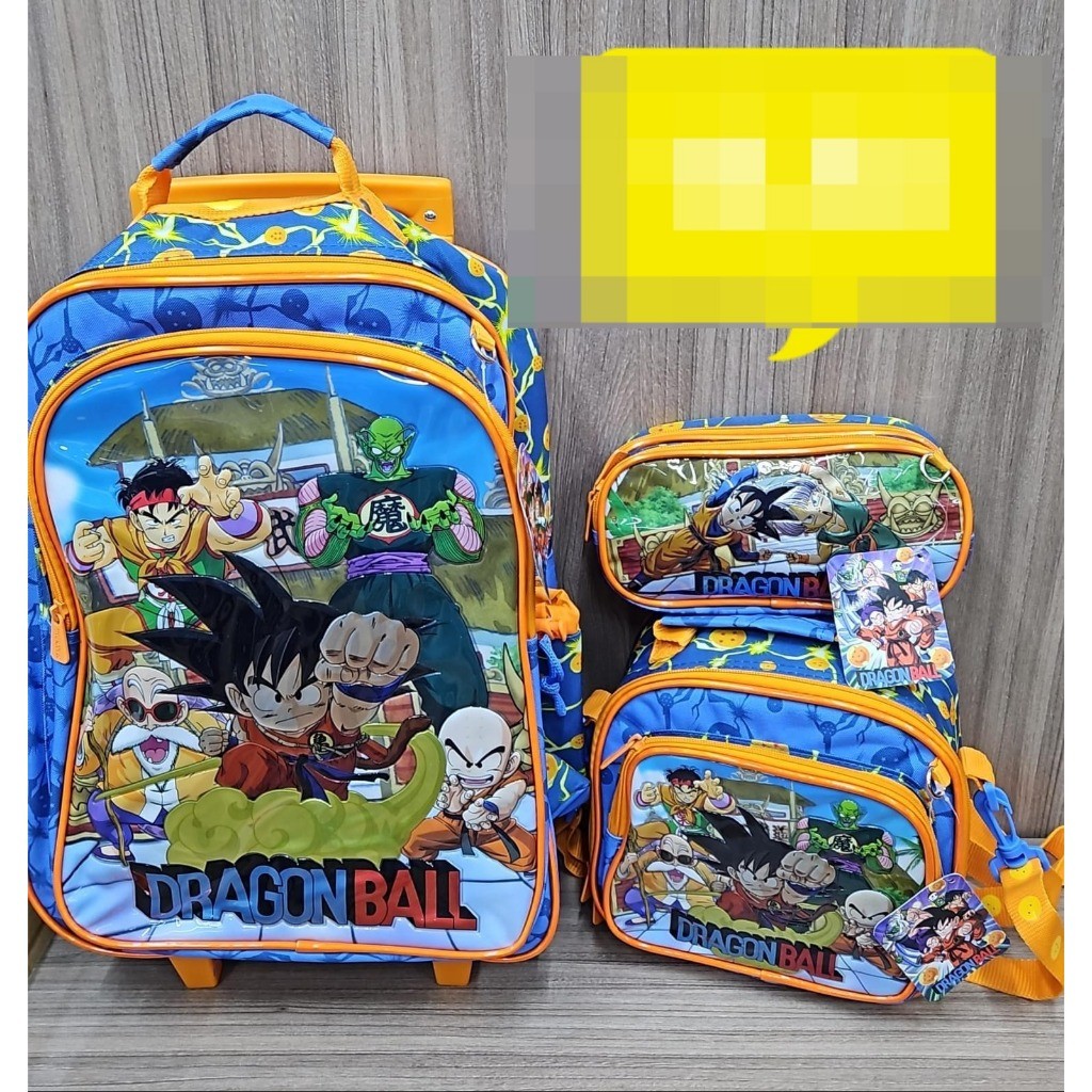 Kit de Mochila de Rodinhas, Lancheira e Estojo Dragon Ball Z - Grande - Modelo 2025