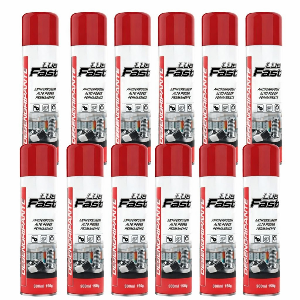 Kit 12 Lub Fast Desengripante Anticorrosivo Spray - 300ml