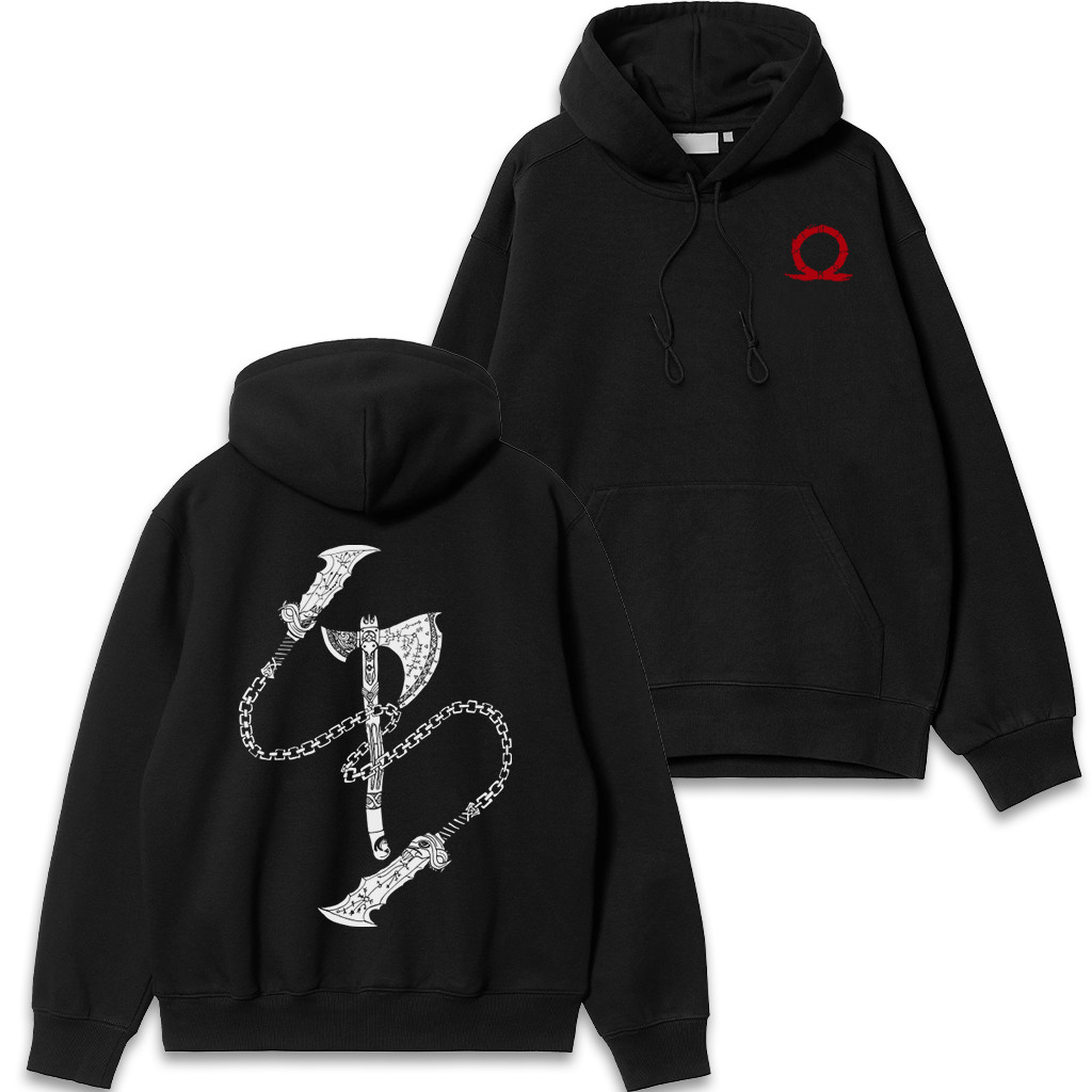 Moletom Canguru God of War Blade of Chaos Kratos Chains Game Casaco Algodão