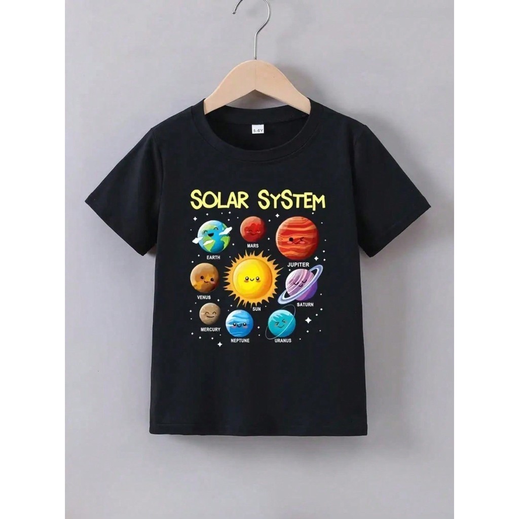 Camiseta camisa blusa Infantil Casual Estampa Sistema Solar Espaço algodão em Oferta na Shopee