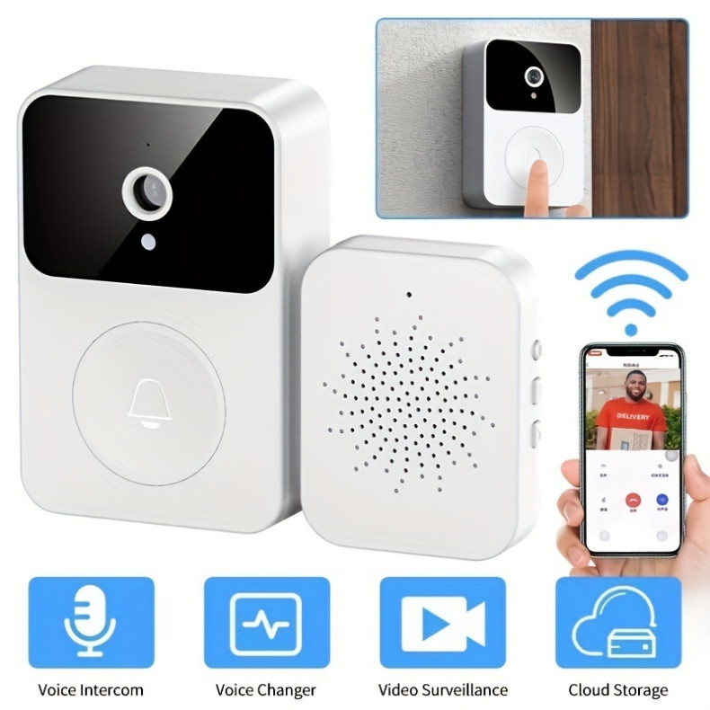 Campainha Com Câmera Vídeo Porteiro Sem Fio Wi-Fi HD Inteligente Smart Home