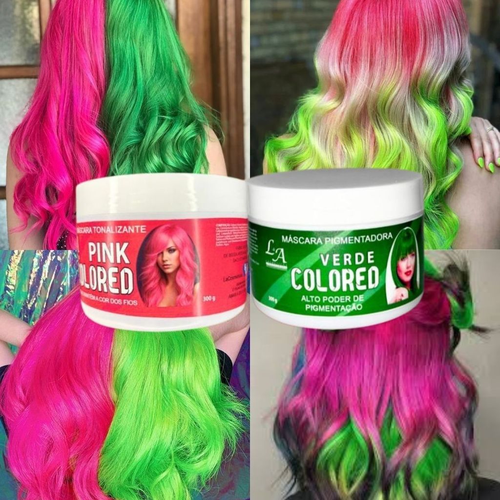 Combo Tonalizante Rosa e Verde - Cabelos e Mechas Coloridas | Alta Pigmentação | Sem Amônia em Oferta na Shopee