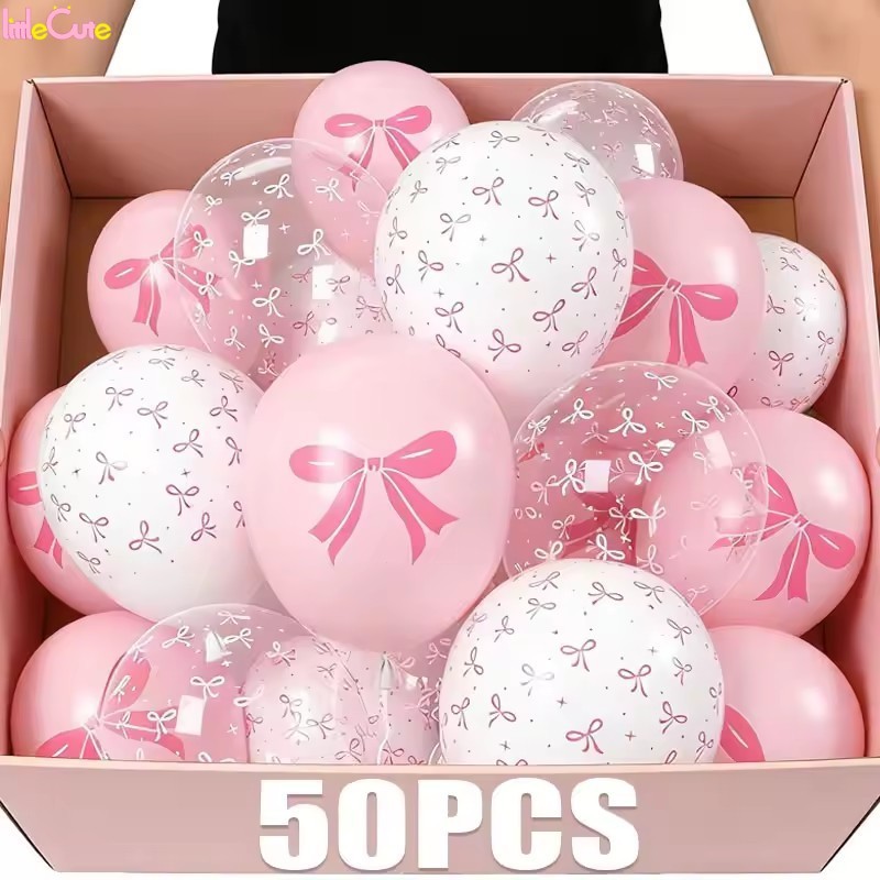 50/30/10 Unidades Balões De Festa Com Estampa De Laço Rosa-INS Românticos Doces-Aniversário Dia Dos Namorados Decoração em Oferta na Shopee